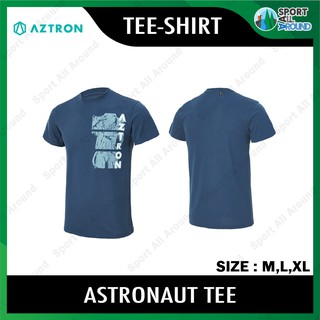 Aztron Cotton Jersey&amp;Polyester Astronaut Tee T-Shirt Sea Blue Size S,M,L เนื้อผ้า Cotton Jersey และ Polyester