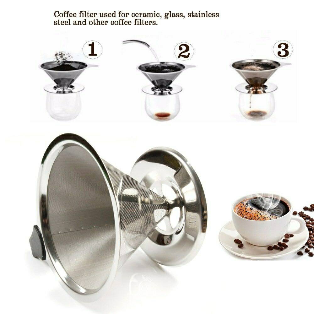 พร้อมส่ง!! ที่กรองกาแฟ ที่กรองกาแฟดริปทรงกรวย ดริปเปอร์ แสตนเลส Drip stand Drip filter stainless coffee Dripper