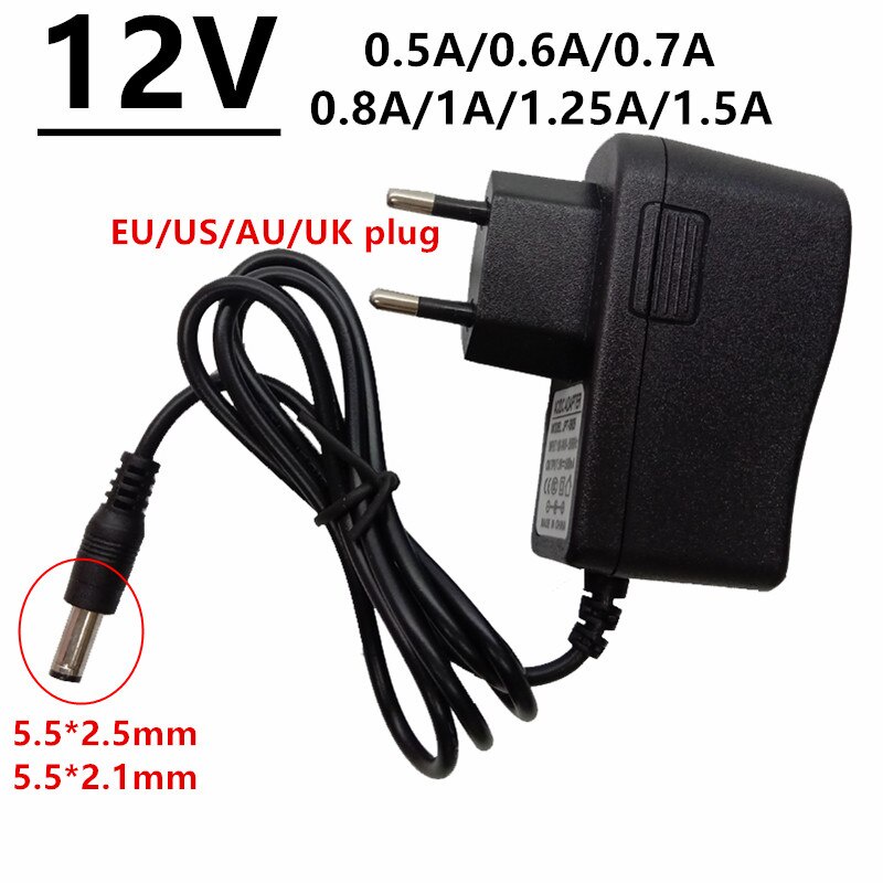 12v AC DC Power Supply อะแดปเตอร์ 12V 0.5A 0.6A 0.7A 0.8A 1A 1.25A 1.5A AC/DC adaptor DC 12 โวลต์ DC