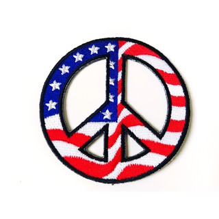 ตัวรีดติดเสื้อ สันติภาพ สัญลักษณ์ Peace ธง USA วินเทจ ไบค์เกอร์ งานเท่ห์ๆ ตัวรีด (Size M) อาร์มรีด อาร์มรีดติดเสื้อ