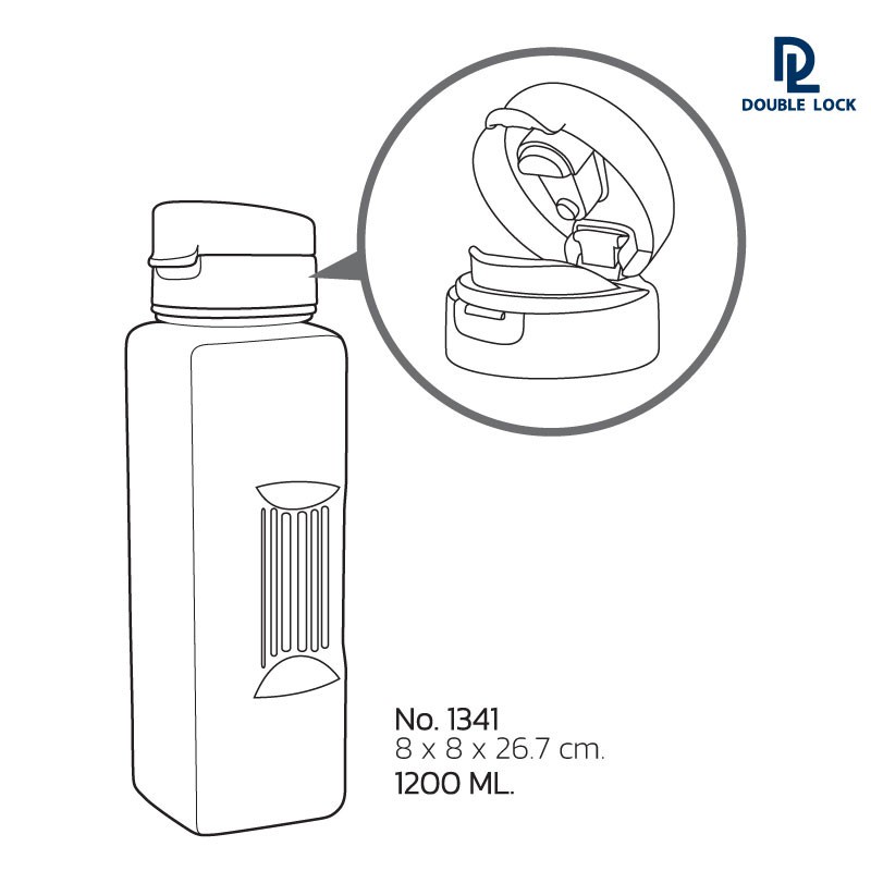 ☁✢Double Lock กระบอกน้ำ ขวดน้ำ พร้อมฝาปิด 3 ขวด 1200 mL รุ่น 33141