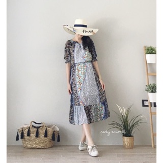 Maxidress จั้มเอวแขนตุ๊กตา