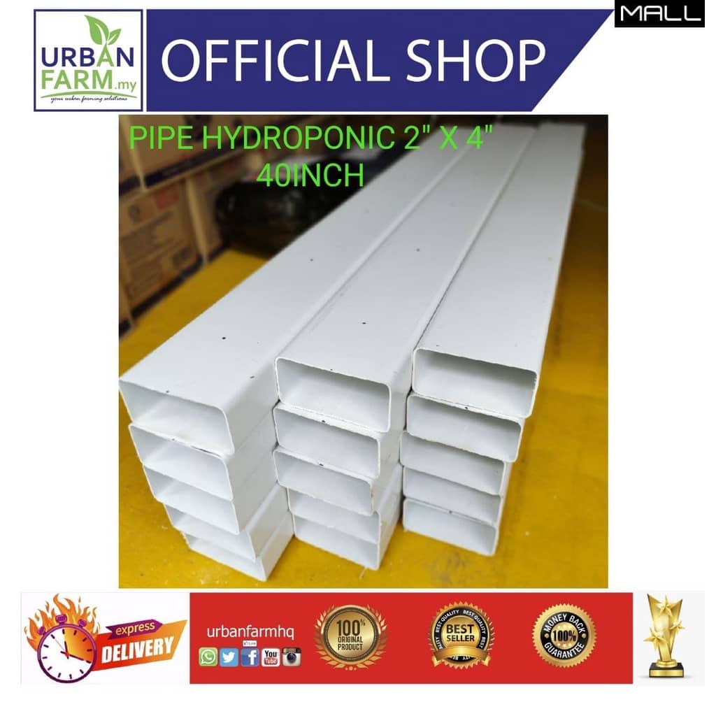 [ผลิตภัณฑ์ใหม่] ท่อไฮโดรโปนิกส์ / Fertigatai Hidroponik / Aquaponics / ท่อสี่เหลี่ยม PVC 4x2 INCH (40" Panjang