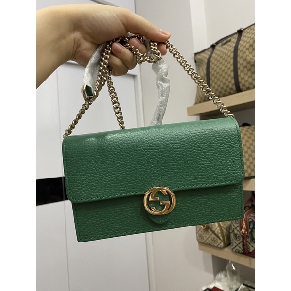Gucci คอสบอดี้ อินเตอล้อค เขียว Woc 7.5”