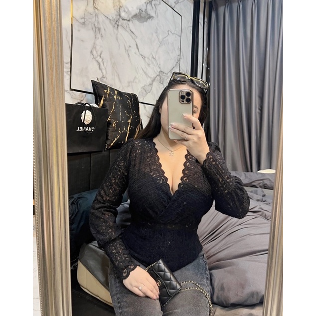 เสื้อลูกไม้ สาวอวบ แขนยาว ผ้านุ่มมาก ไม่คัน งานตามหา ในไอจี ฮิตมาก สาวอวบต้องมี