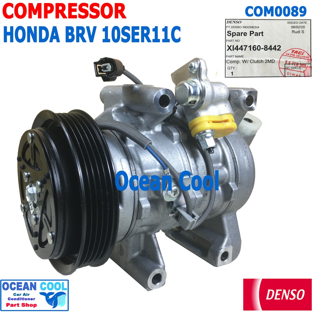 คอมเพลสเซอร์ ฮอนด้า บีอาร์วี 10SRE11C COM0089 Denso แท้ XI447610-8442 Compressor For HONDA BRV คอมแอร์ คอม คอมเพสเซอร์