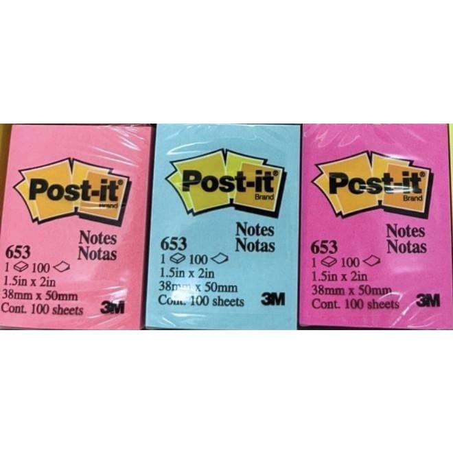 กระดาษโน้ตโพสต์-อิท  3M  653 คละสี 1.5x2''