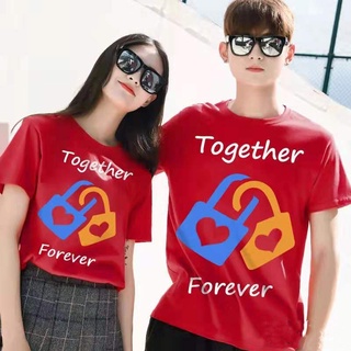 เสื้อยืดแขนสั้น คอกลม พิมพ์ลายกราฟฟิค Together Forever แฟชั่นฤดูร้อน สําหรับผู้ชาย และผู้หญิง