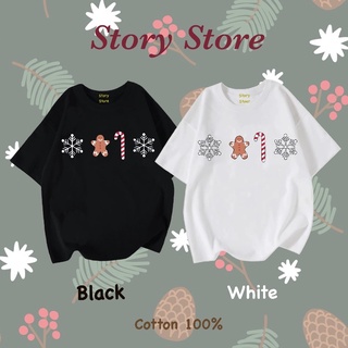 เสื้อยืด คริสต์มาส ลายหิมะกับคุ้กกี้ kl