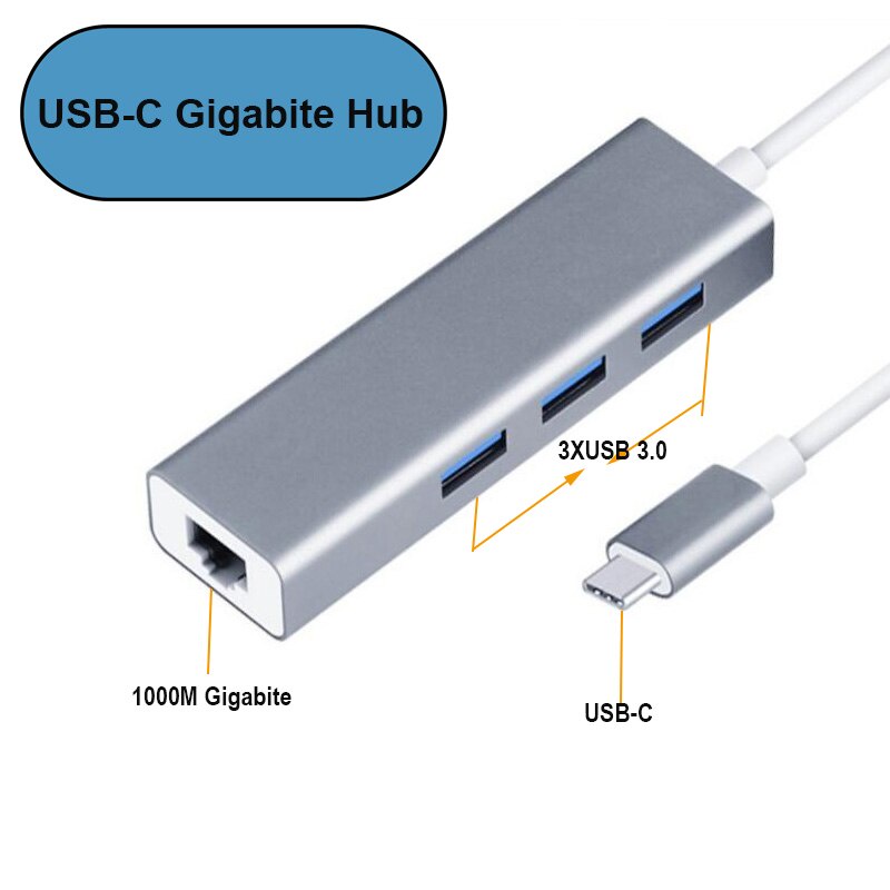 Usb Type C Hub Hdmi-อะแดปเตอร์เข้ากันได้กับ Usb3.1 To Rj45 Gigabit ...