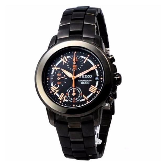 นาฬิกาผู้หญิง Seiko Women  Black ion Plated Stainless Steel Chronograph Function