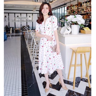 เดรสแขนตุ๊กตางานปักเชอร์รี่