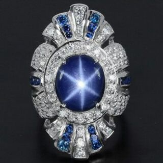 แหวนเงินแท้ 925 พลอยบลูสตาร ์blue star sapphire น้ำหนัก 9.30 กะรัต ขาสวยเนื้อเนียน