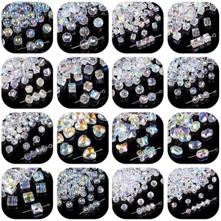 แฟชั่นคริสตัล AB สีลูกปัด Faceted แก้วคริสตัลลูกปัดสําหรับต่างหูสร้อยคอสร้อยข้อมือ DIY เครื่องประดับทําอุปกรณ์เสริม