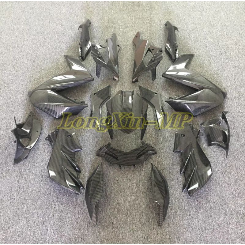 kawasaki z250 z300 จำหน่ายแยกชิ้นลายคาร์บอนเคฟล่าแฟริ่งข้างแฟริ่งหลังแฟริ่งหน้าแฟริ่งใต้เครื่องแฟริ่