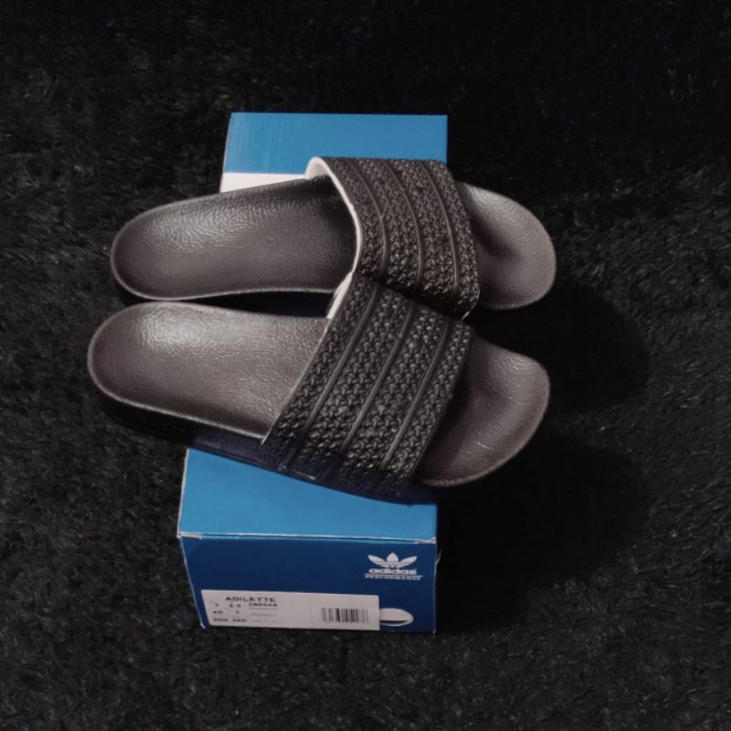 Adidas Adilette Triple Black Men& 39;s Slide Sandals Original Made In Italy