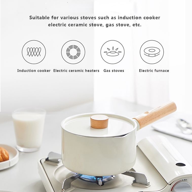 ข้อเสนอพิเศษ [Spot Sale] Small White Pot,Kitchen ,Saucepan Milk Pot/Soup Pot/Steaming Pot/Milk Pot/Milk Pot/Instant Nood