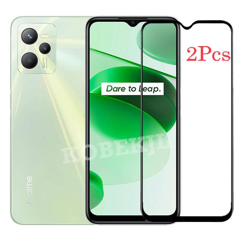 Realme C35 คุณภาพสูงกระจกนิรภัยคลุมทั้งหมดฟิล์มแก้ว Realme C35 C 35 RealmeC35 ป้องกันหน้าจอ