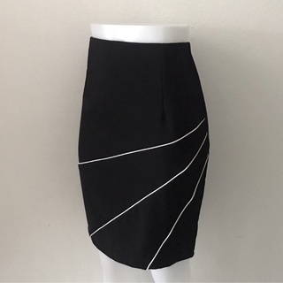 กระโปรงดำใส่ทำงาน (Size S 26-27 นิ้ว) กระโปรงดำฮานาโก๊ะ ซิปข้าง,ซิปหน้า