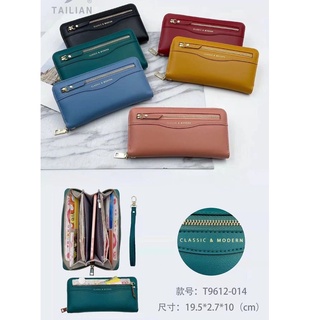 classic&amp;modern งานแท้ กระเป๋าสตางค์ผู้หญิง ใบยาว ซิปรอบ มีช่องซิปหน้า หนังเงานิ่มมาก พร้อมสายคล้องมือ