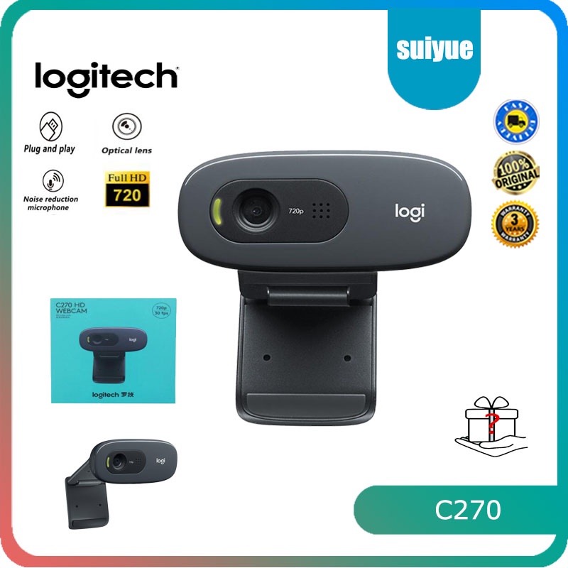 กล้องเว็บแคม Logitech C270 HD Vid 720P มีไมโครโฟนในตัว USB2.0