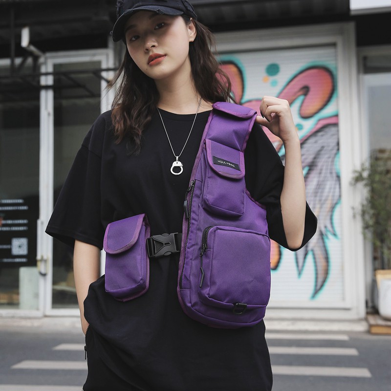 กระเป๋าคาดหน้าอกสไตล์ฮิปฮอป Men Rig Bag กันน้ำ กระเป๋าสะพายข้าง Hip Hop Street Wear Sling Chest Bag