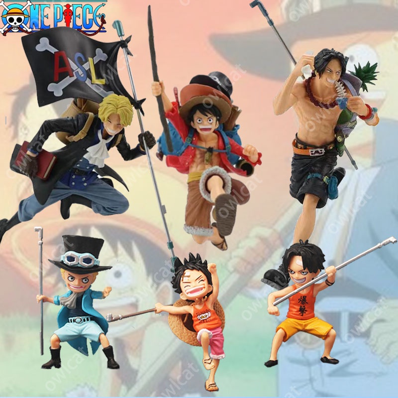 โมเดลวันพีช One Piece Luffy Ace Sabo Running Brothers Childhood PVC Figure Onepiece Straw Hat มังกี้ ดี ลูฟี่ ซาโบ้ เอส Child
