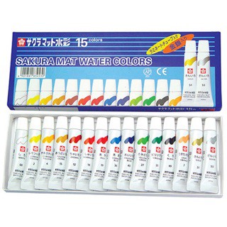 สีน้ำซากุระ 12,15,18,24 สี หลอดลามิเนต Sakura Mat Water Colors 5ml