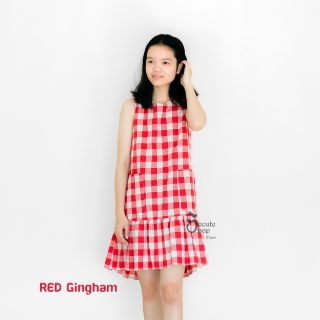 RED Gingham Ruffle Dress