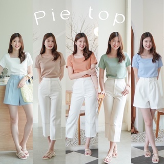 AGLEAMIN3011 | Pie top เสื้อแขนสั้นคอเหลี่ยมตัวยาว