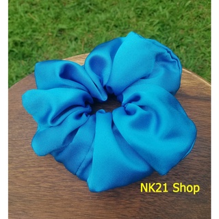 NK21 โดนัทรัดผม หนังยางรัดผม ผ้าซาติน สีฟ้าเข้ม Satin Scrunchies, ฺBlue scrunchies,Scrunchies,Scrunchy,Hair accessories,