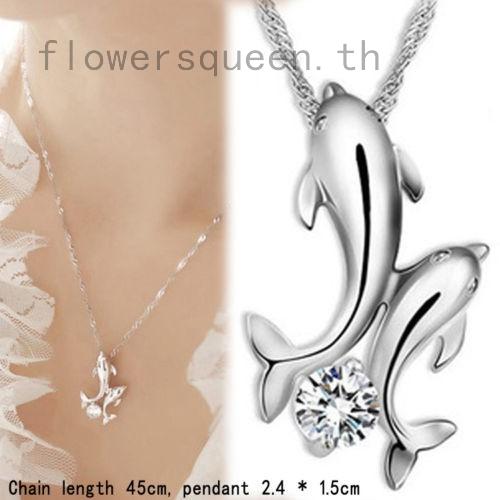 flowersqueen เครื่องประดับสร้อยคอโซ่สั้นสีเงินประดับ Rhinestone