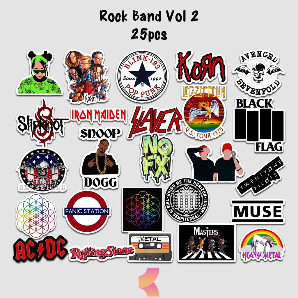 Rock Band Metal Aesthetic Viny Sticker Waterproof Punk Band Sticker Tumbler Laptop HP Case