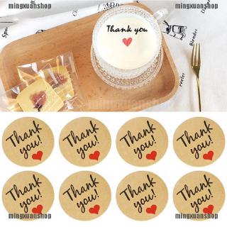 สติกเกอร์กระดาษคราฟท์ ลายหัวใจ Thank You สําหรับตกแต่งเบเกอรี่ 60 ชิ้น