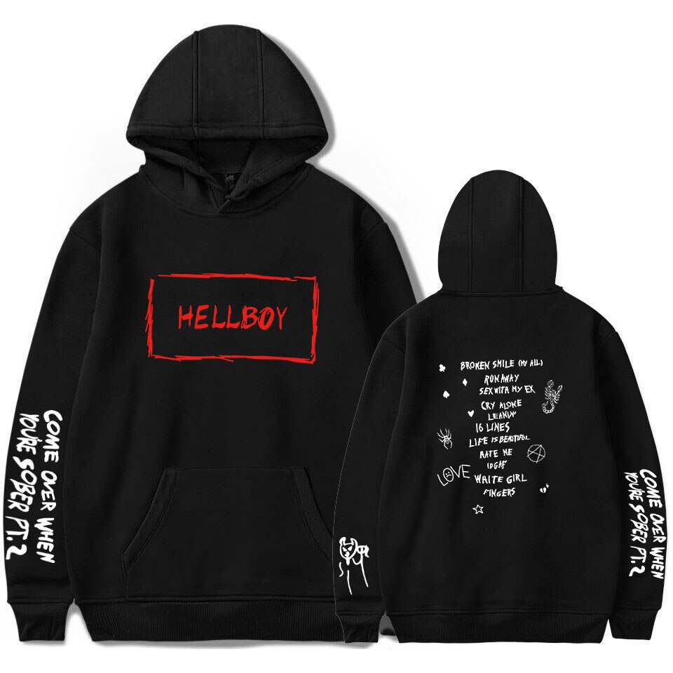 เสื้อกันหนาว มีฮู้ด ผ้าฝ้าย ลาย Lil Peep Hellboy Cry สําหรับผู้ชาย GT
