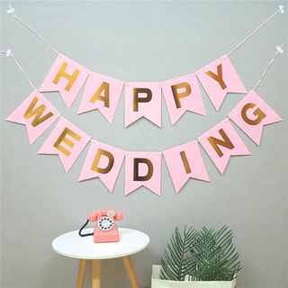 ธงhappy wedding ธงงานแต่ง banner happy wedding