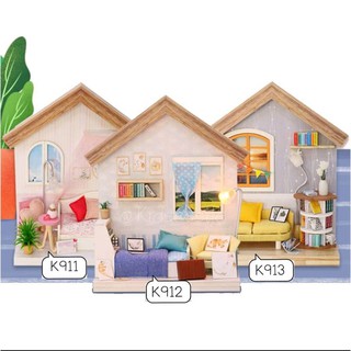 บ้านตุ๊กตา DIY มาพร้อมเฟอร์นิเจอร์ มีไฟสวยงาม