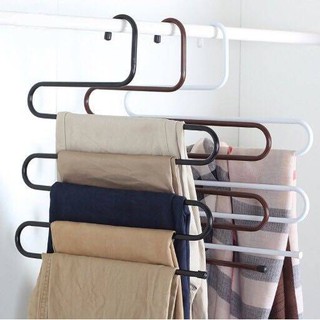 ไม้แขวนกางเกงสแตนเลส แขวนกางเกง 5 ตัว ประหยัดพื้นที่ แขวนผ้าพันคอ เข็มขัด trousers hanger