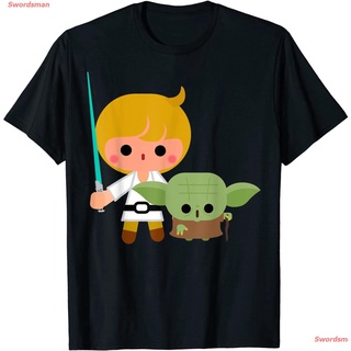 เสื้อยืด เสื้อยืดแขนสั้น Star Wars Luke Yoda Cute Cartoon Jedi In Training T-Shirt Popular T-shirts