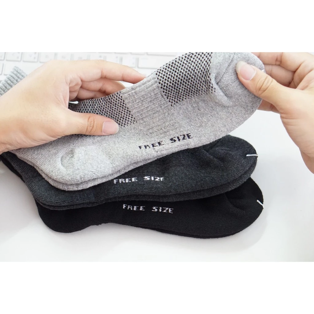 ถุงเท้าเนื้อผ้า เท้า 41- 47 Eu Cotton 100% - สี ดำ เทาเข้ม เทาอ่อน เพิ่มความหนา พิเศษ