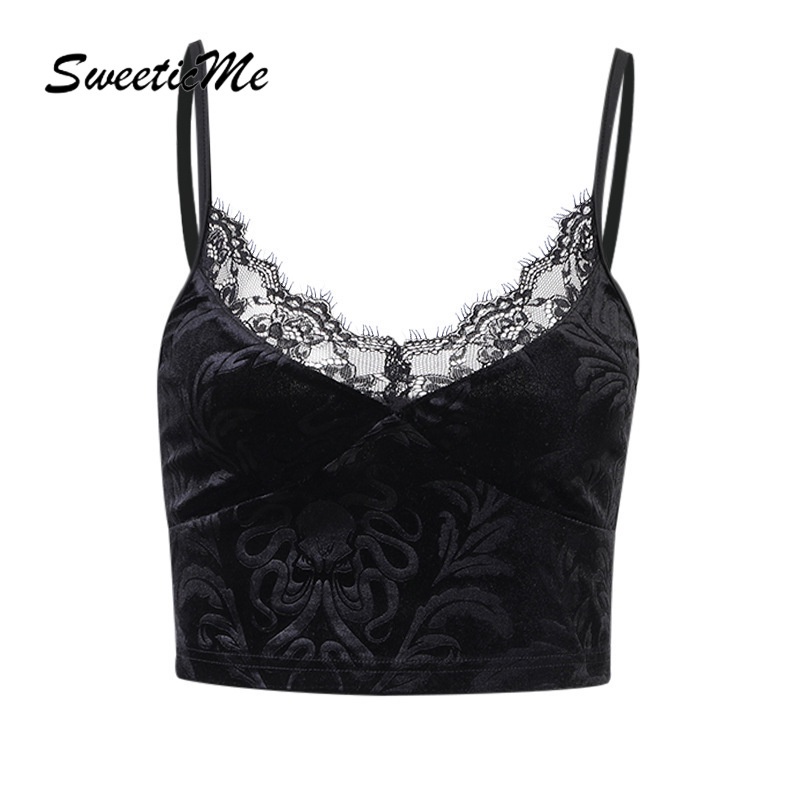 SweeticMe Women's Lace Sexy Umbilical Backless Strap Top