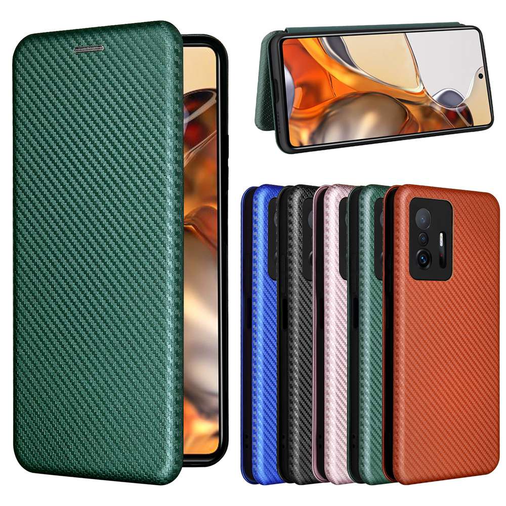 Luxury Carbon Fiber PU Leather Casing for Xiaomi Mi 11T Pro 5G Magnetic Flip Cover Xiomi Mi11T 5G Wallet Case Card Holder Stand