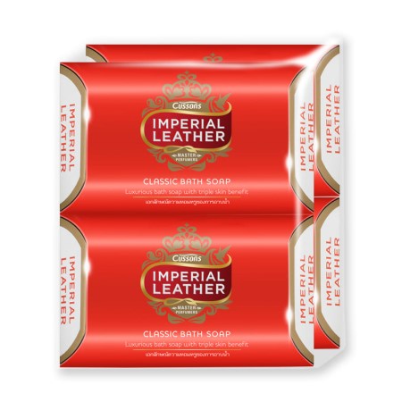 Imperial Leather Classic Bar Soap Red Color Size 100 g. Pack of 4.อิมพีเรียล เลเธอร์ คลาสสิค สบู่ก้อน สีแดง ขนาด 100 กรั