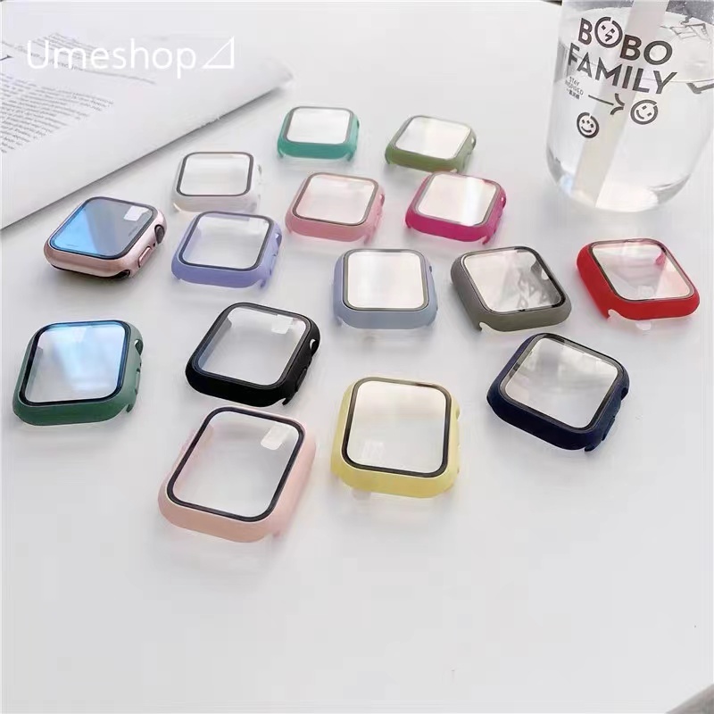 เคส watch 8 7  6 SE 5 case smart  watch + ฟิลม์กระจกในตัว เคสกระจก ขนาด41mm  45mm เคสสำหรับแอปเปิ้ลวอช เคสกระจก