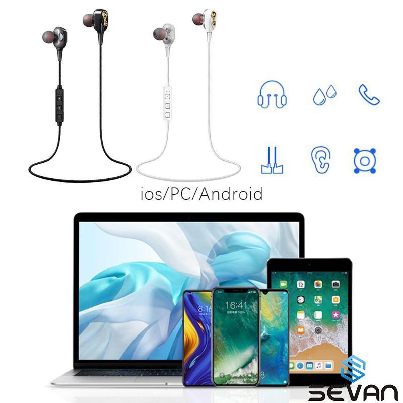 Double Speaker Wireless Bluetooth Headphones Earphones High Bass Sports Neckband