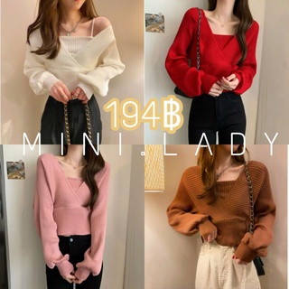 Mini.Lady❤️❤️❤️2022สินค้าพร้อมส่งเสื้อแขนยาวต่อกับสายเดี่ยวทรงสวยดูหรูผ้าดีใส่ออกงานได้จ้า(3010)