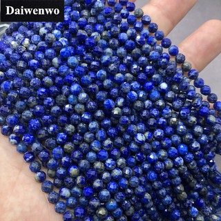 Lapis Lazuli ลูกปัดหินธรรมชาติ ขนาดเล็ก แวววาว สําหรับตัด 2 3 4 5 6 มม.