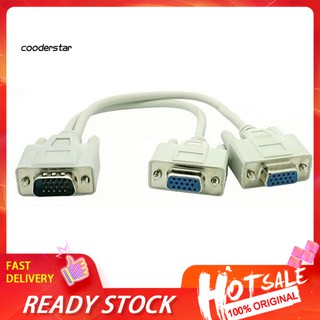 ✾Rxsc✾อะแดปเตอร์สายเคเบิ้ลแยก 2 VGA SVGA Monitor Male to 2 Dual Female Y 15 Pin External