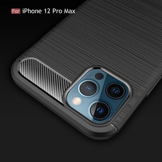 เคสโทรศัพท์มือถือ คาร์บอนไฟเบอร์ แบบนิ่ม ป้องกันกระแทก สําหรับ iPhone 12 12 Mini 12 Pro 12 Pro Max