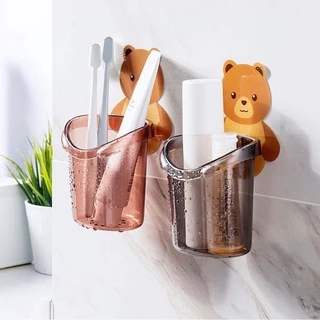 GaGiNang แก้วใส่แปรงสีฟัน ยาสีฟัน ติดผนัง ที่เก็บแปรงสีฟันติดผนัง ลายหมี